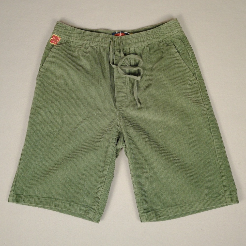 NWOT Empyre Relax Mens Sage Green Corduroy Skate Shorts Size Small Elastic Waist
